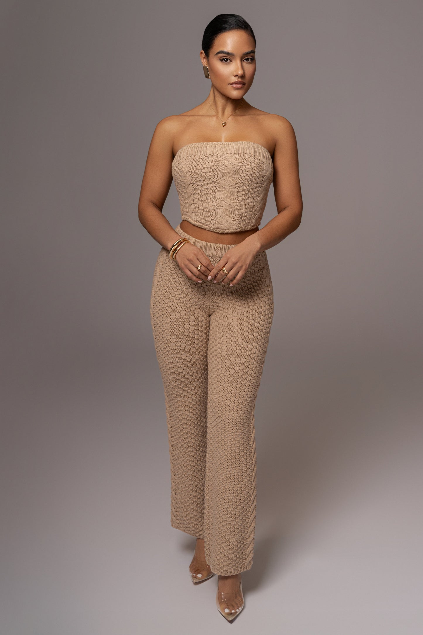Beige Carmela Cable Knit Top