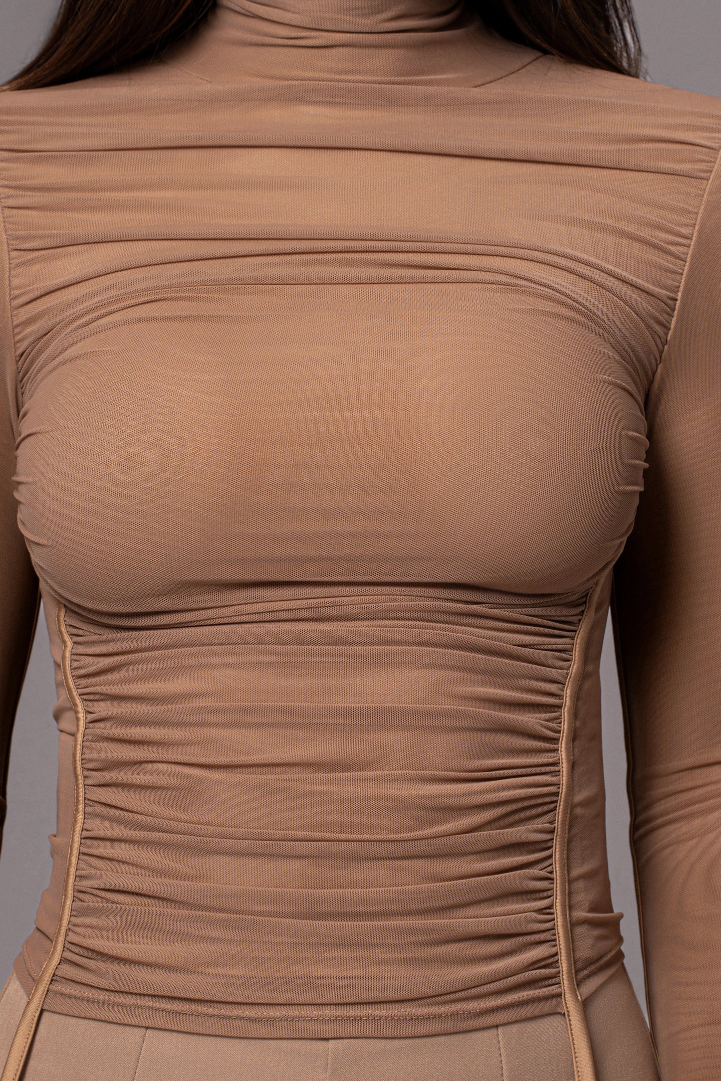 Beige Santiana Turtleneck Top