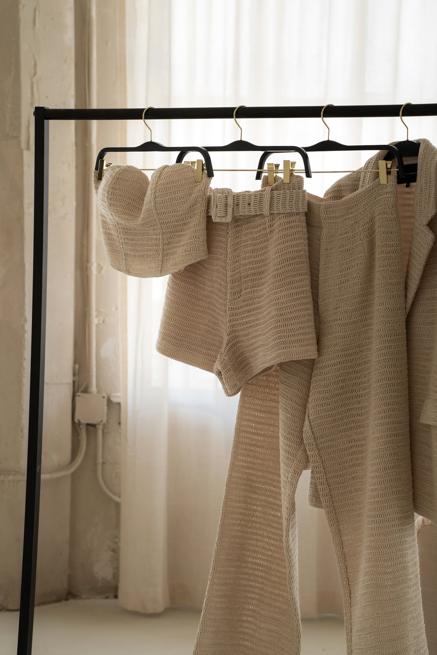 Beige Kelsie Belted Shorts