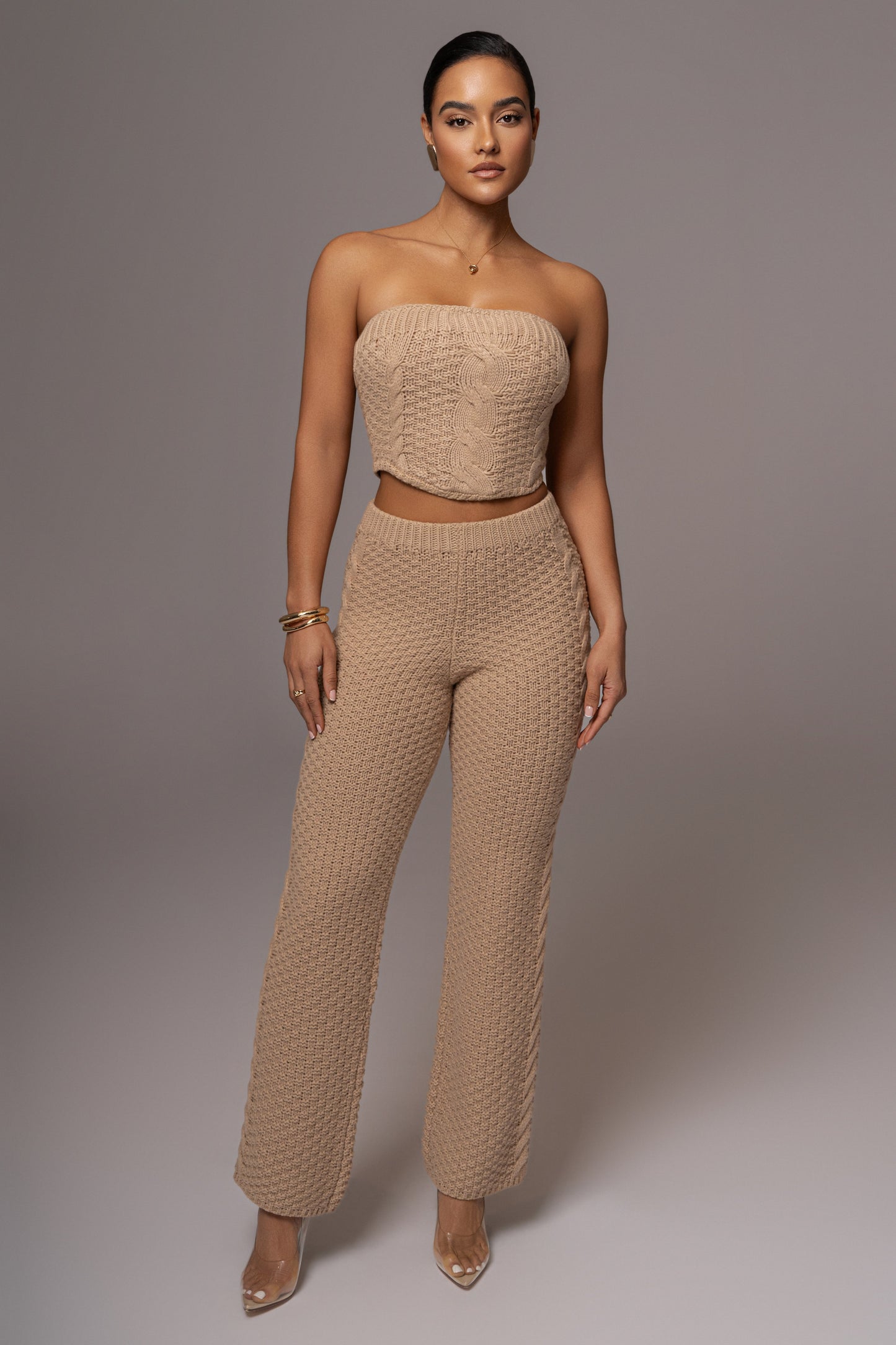 Beige Carmela Cable Knit Top