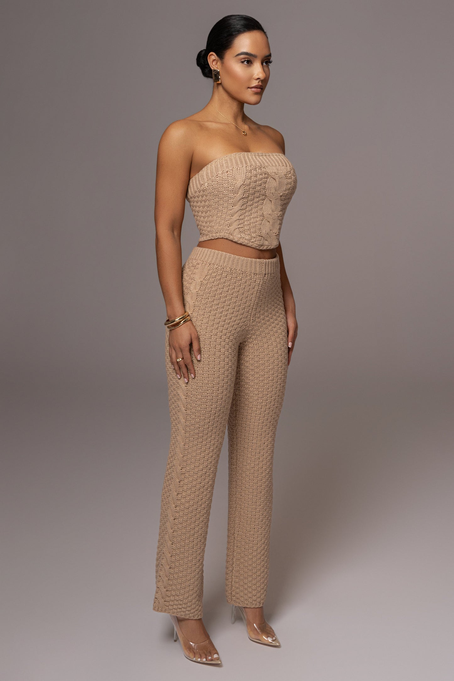 Beige Carmela Cable Knit Top
