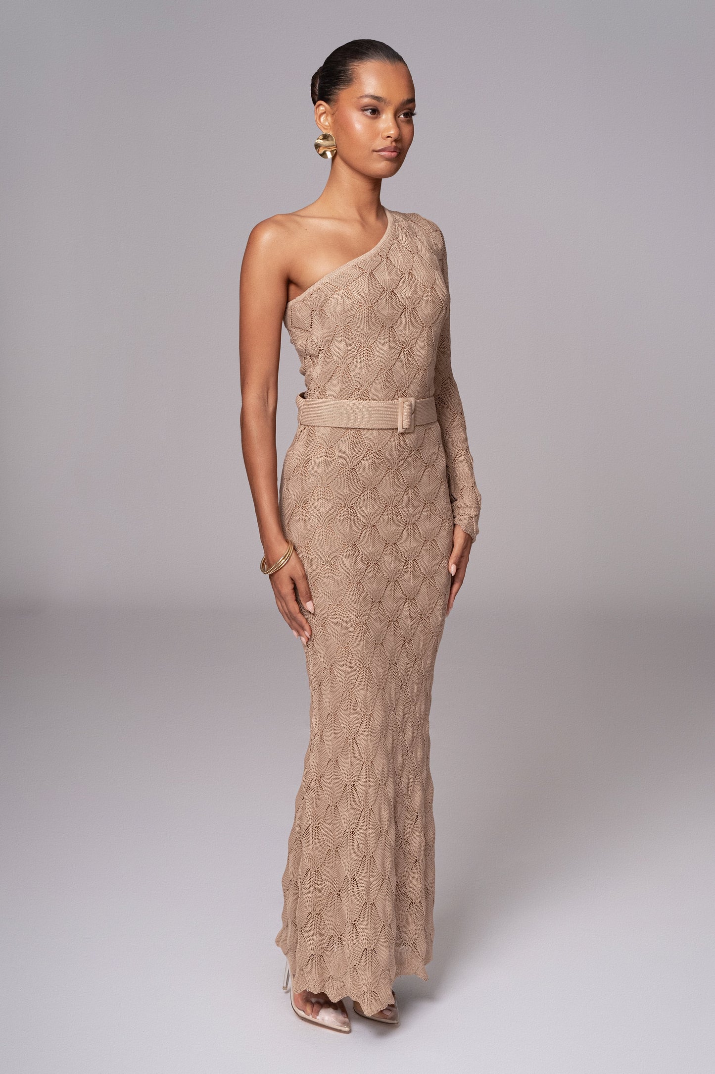 Beige La Costa One Shoulder Dress